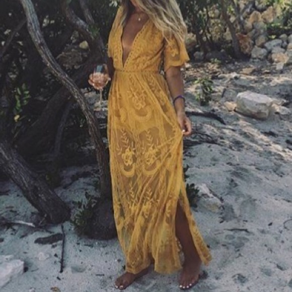 Deep-V Lace Maxi Romper - Picture 2 of 7